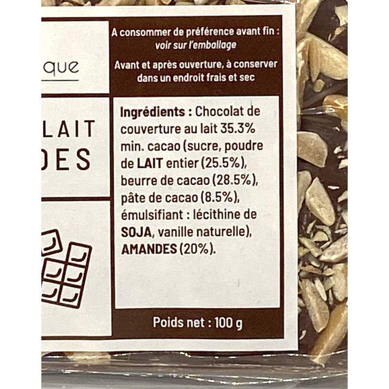 Tablette Chocolat Au Lait Aux Amandes 100g