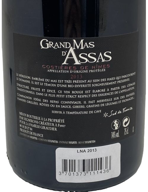 Louis Nicolas d'Assas 75cl - Grand Mas d'Assas | Mas des agriculteurs