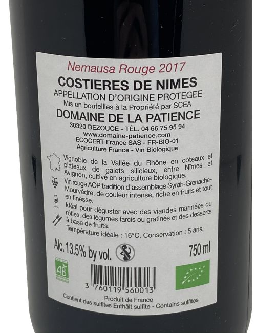 Nemausa rouge 75cl - Domaine de la Patience | Mas des agriculteurs