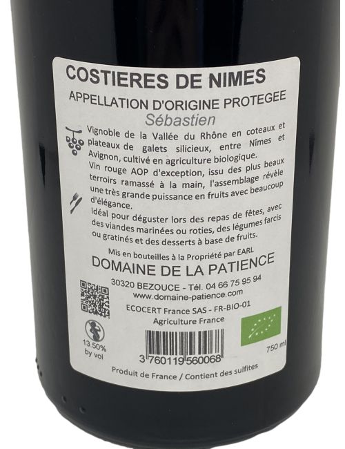 Sébastien rouge 75cl - Domaine de la Patience | Mas des agriculteurs