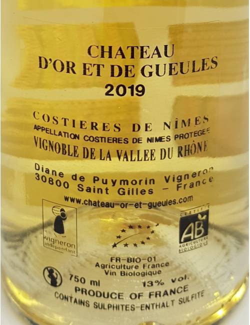 Les Cimels blanc 75cl - Château d'Or et de Gueules | Mas des agriculteurs