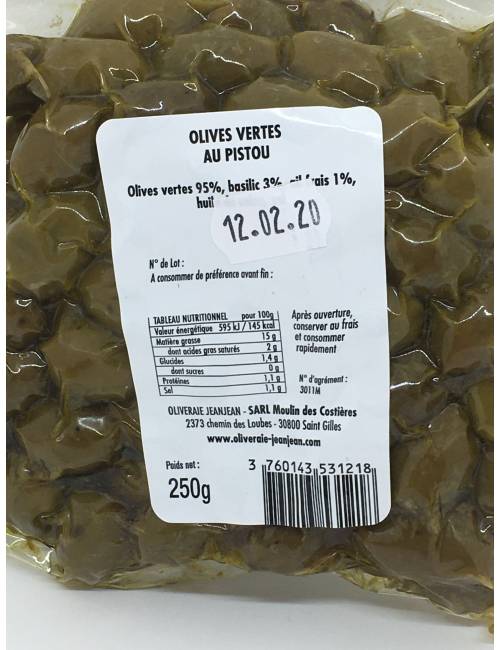 Olives vertes Pistou 250g | Mas des agriculteurs