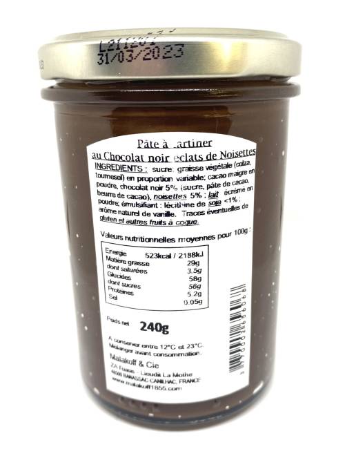 Pâte à tartiner Noir noisettes 240g | Mas des agriculteurs