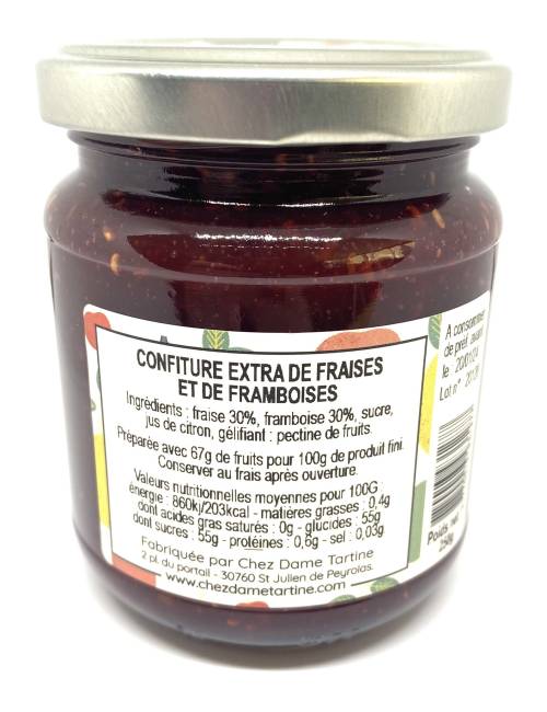 Confiture de fraise framboise 250g | Mas des agriculteurs