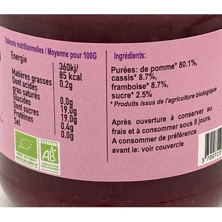 Dessert Pomme/cassis Framboise 210g | Mas des agriculteurs