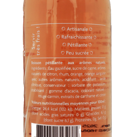 Rhum Orange sanguine sans alcool pétillant 27.5cl | Mas des agriculteurs