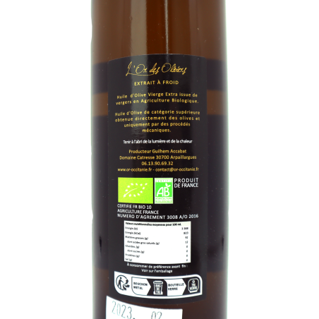 Huile d'olive Négrette bio 50cl | Mas des agriculteurs