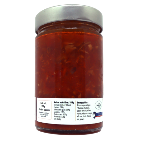 Thon rouge sauce cuisinée aux olives noires 270g | Mas des agriculteurs