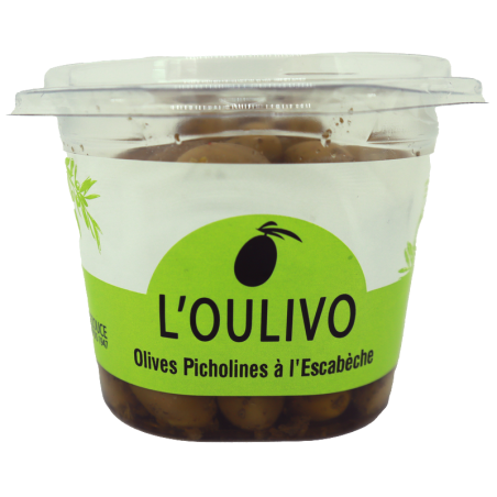 Olives Picholine à l'escabèche 250g | Mas des agriculteurs